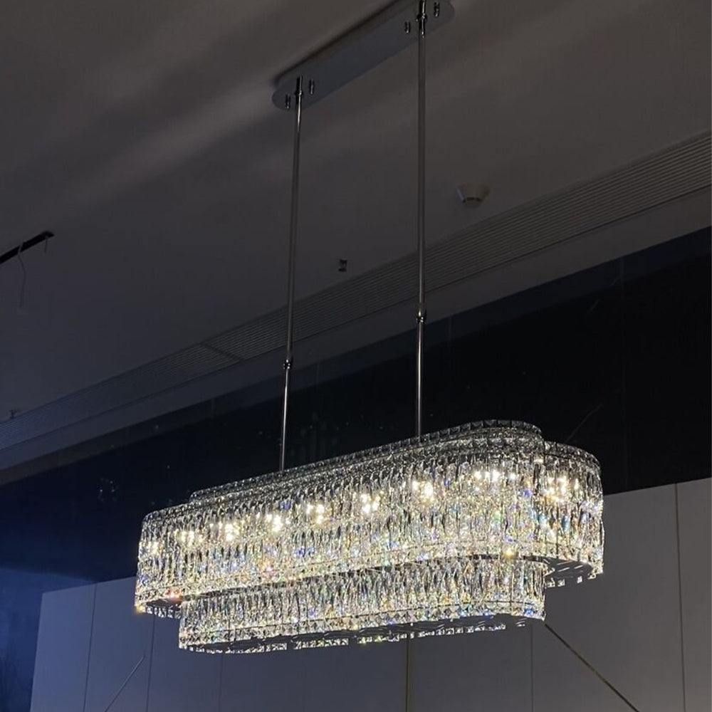 Stunning Modern Rectangle Ceiling Light Crystal Chandelier for Dining Table / coffee Table / living Room /