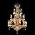 Luxury Multi-Tiered Crystal and Metal Empire Chandelier for Staircase Foyer Villa Hotel