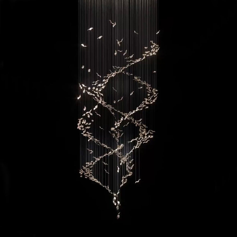 Extra Large Luxury Art Double Spiral Creative Crystal Chandelier for High-Ceiling Foyer / hallway / entryway