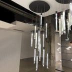 Modern Ash Black Round / rectangle Crystal Sticks Chandelier for Dining Room / living Room / staircase
