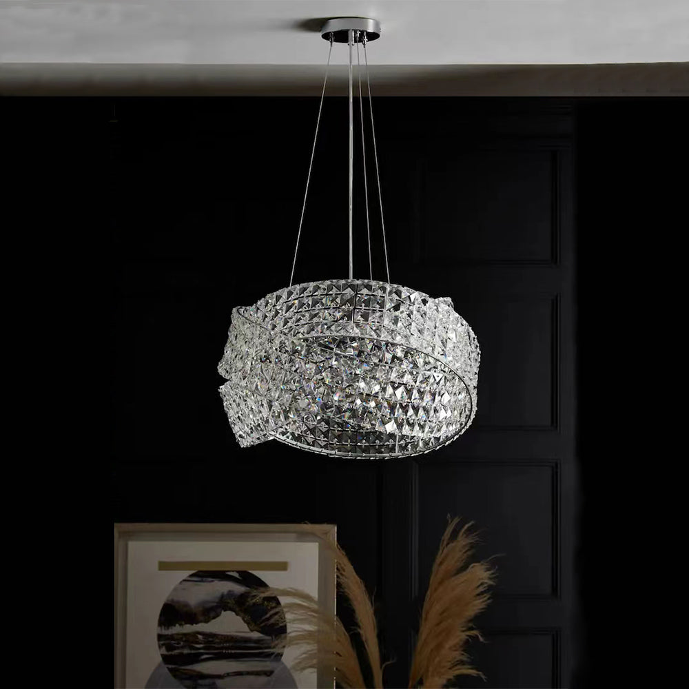 Round Crystal Ring Chandelier in Silver / gold Finish for Lowg-Ceiling